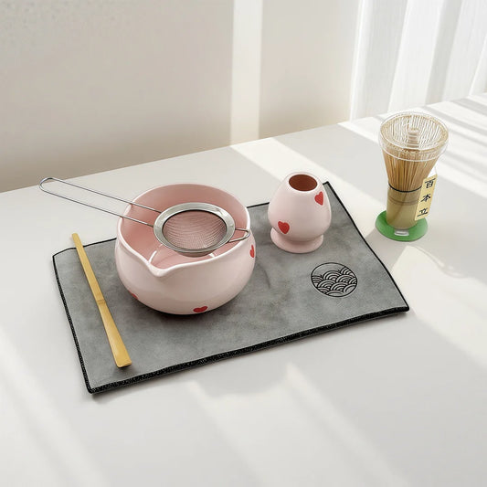 Charming Pink Matcha Tea Set on tray