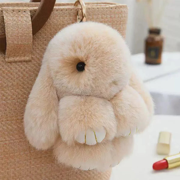 Fluffy Bunny Charm Keychain