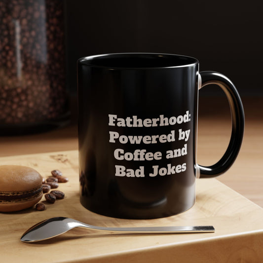 Fatherhood: Powered by Coffee and Bad Jokes Mug - Gift Runner