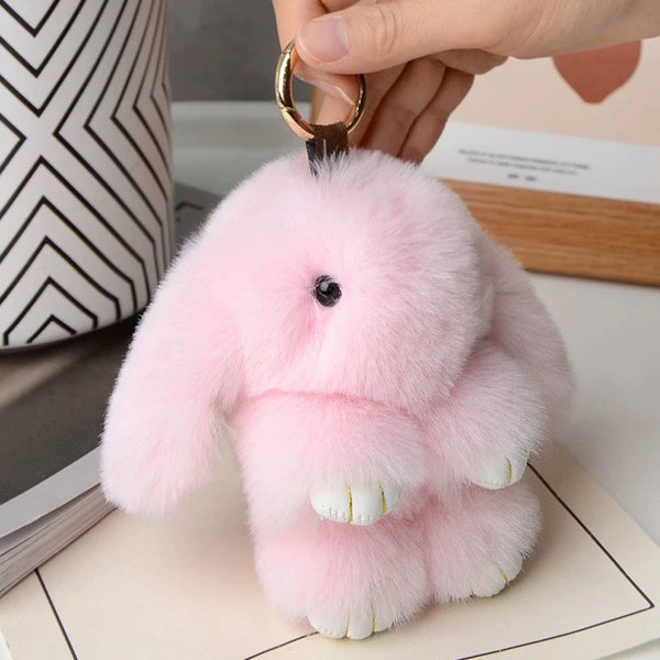 Fluffy Bunny Charm Keychain